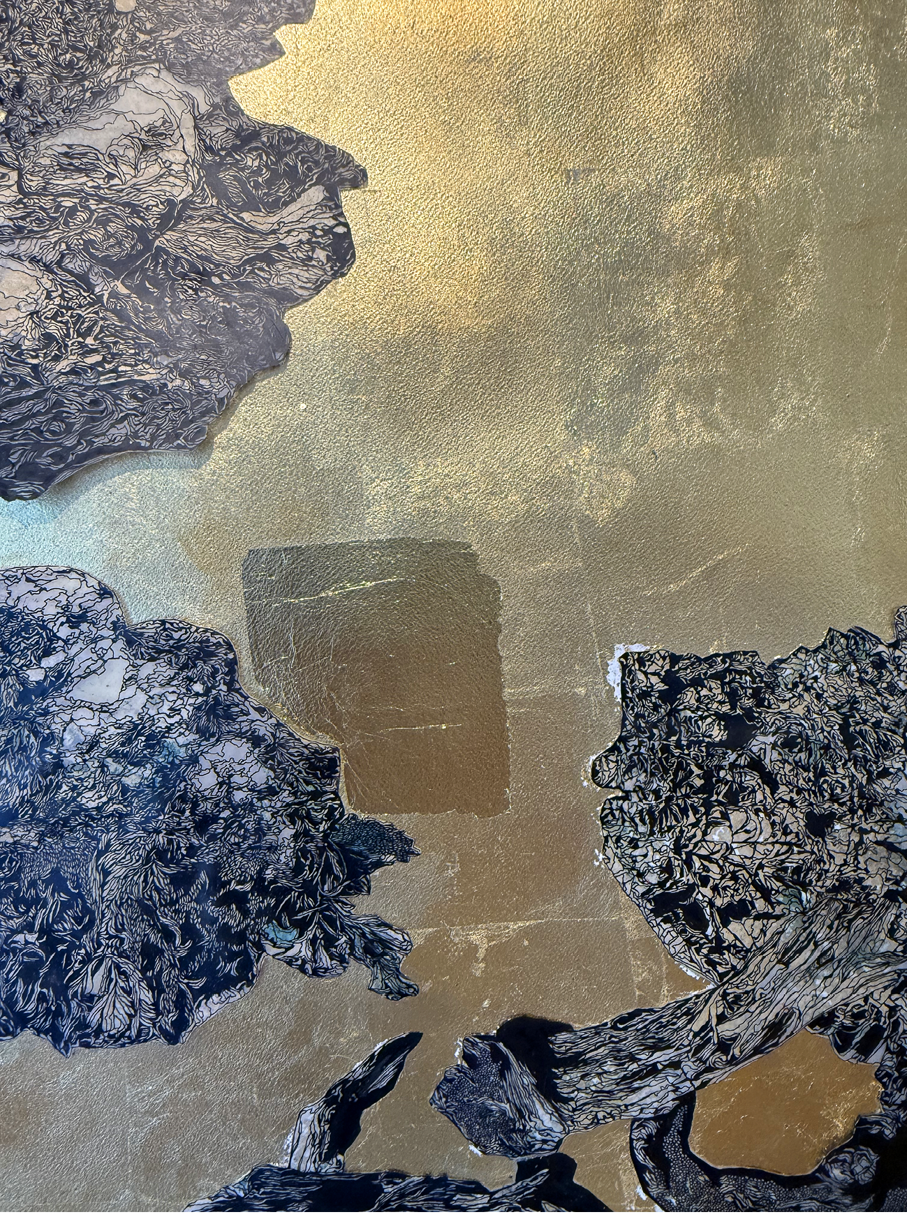 A close-up detail of detailed organic line drawings by Sarah Ahmad