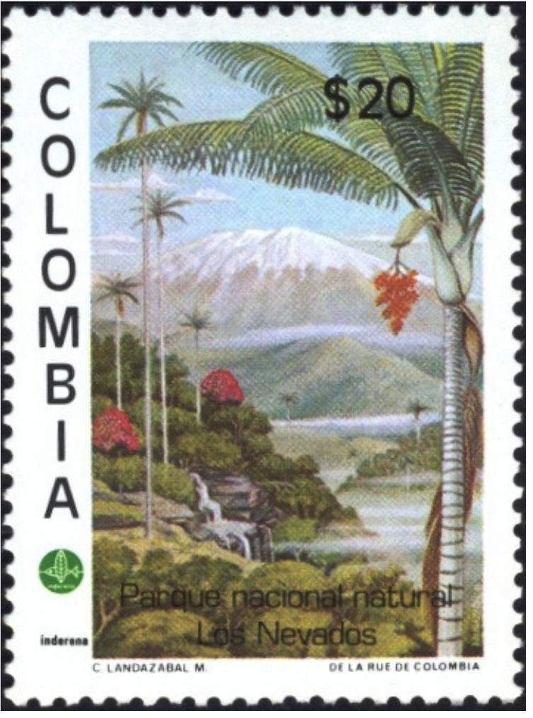 A palm portrayed in a colour postage stamp