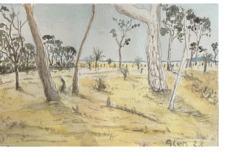 watercolour image of bushland