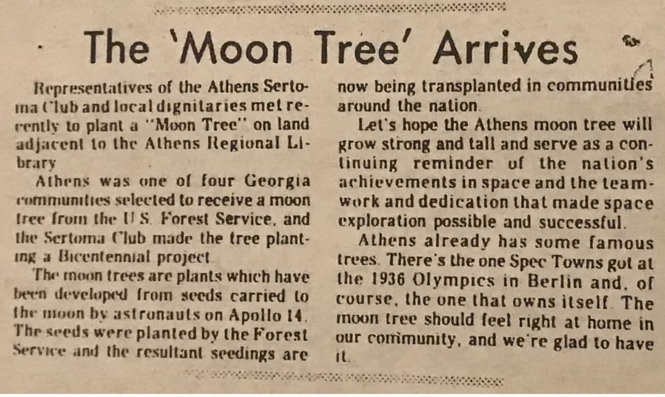 image of an article from the Athens Banner Herald (Athens, Georgia, USA) published in 1976.