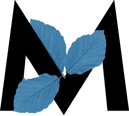 capital letter M with leaf decoration